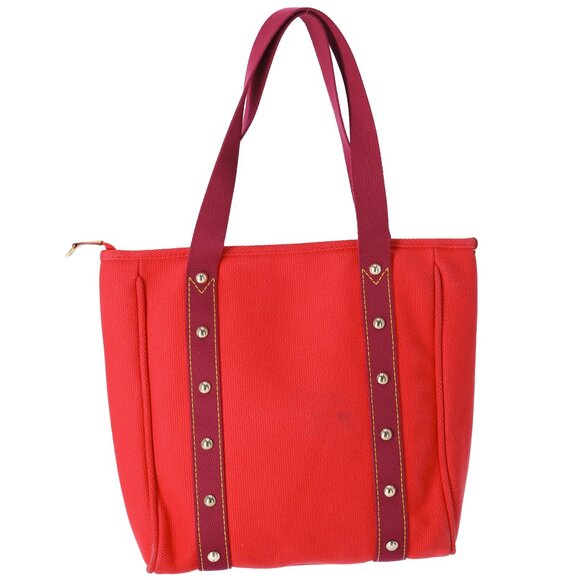 Louis Vuitton Cabas MM Antigua Tote Bag M40034 Red Rouge Canvas - Picture 4 of 11